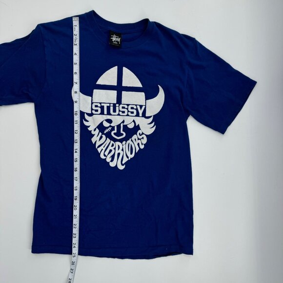 Stüssy Warriors Viking Graphic Tee - Small - Blue & White - Picture 5 of 7